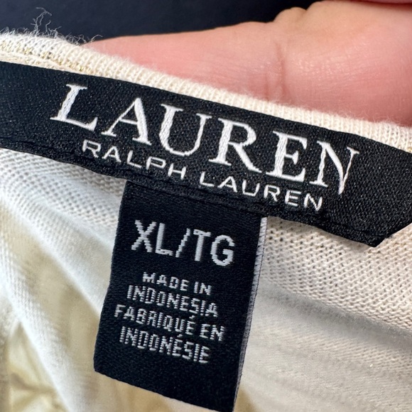 Ralph Lauren Striped Long Sleeve Top Cream - Picture 4 of 9